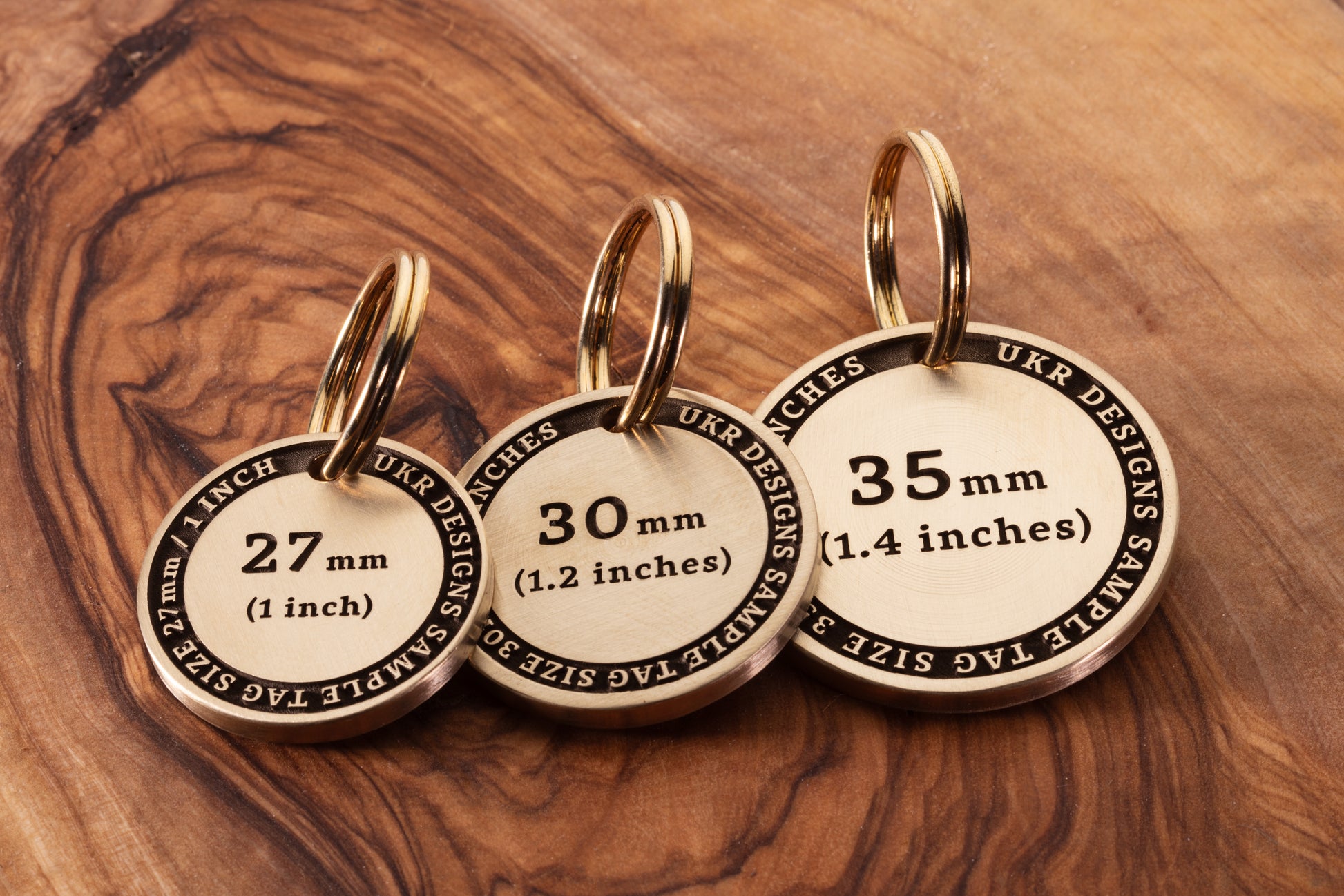 Brass Pet ID Tag Size Variations 27mm, 30mm & 35mm - UKR Designs