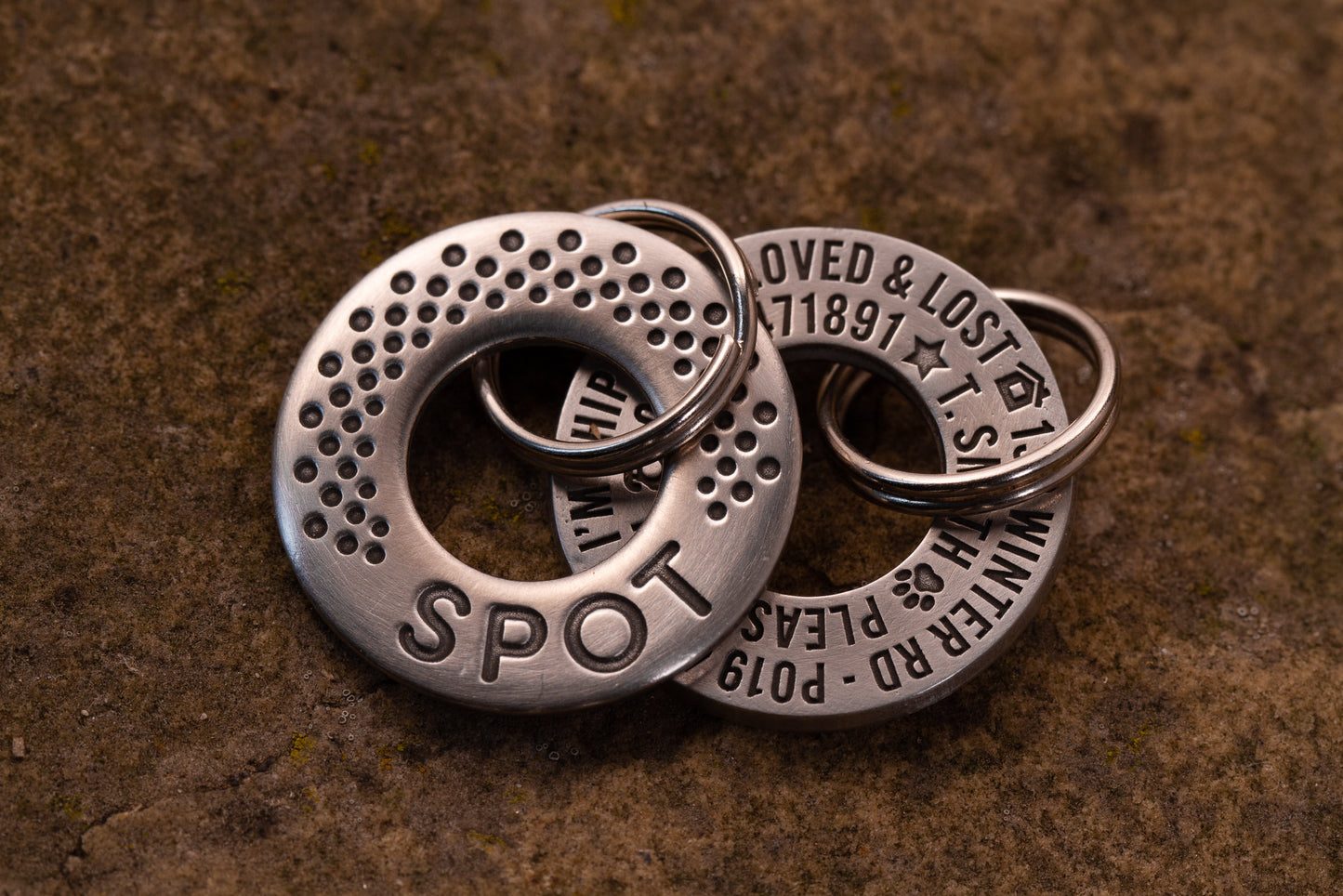 Spot Design, Pattern 28mm Solid Brass or Stainless Steel Dog/Pet ID Tag