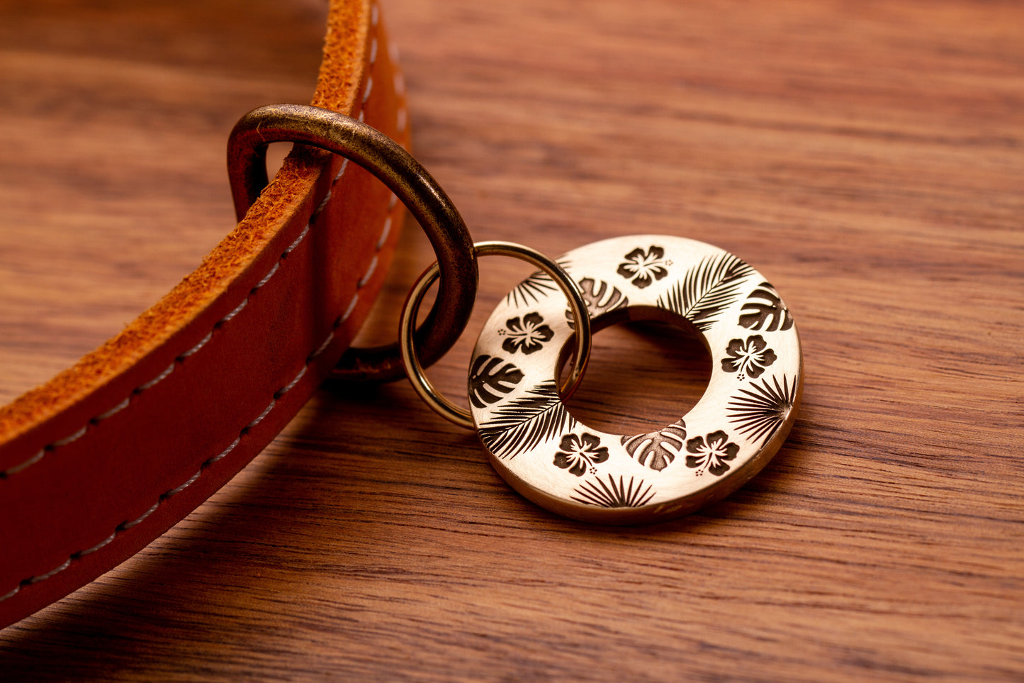 Tropical Leaf Pattern 28mm Dog/Pet ID Tag