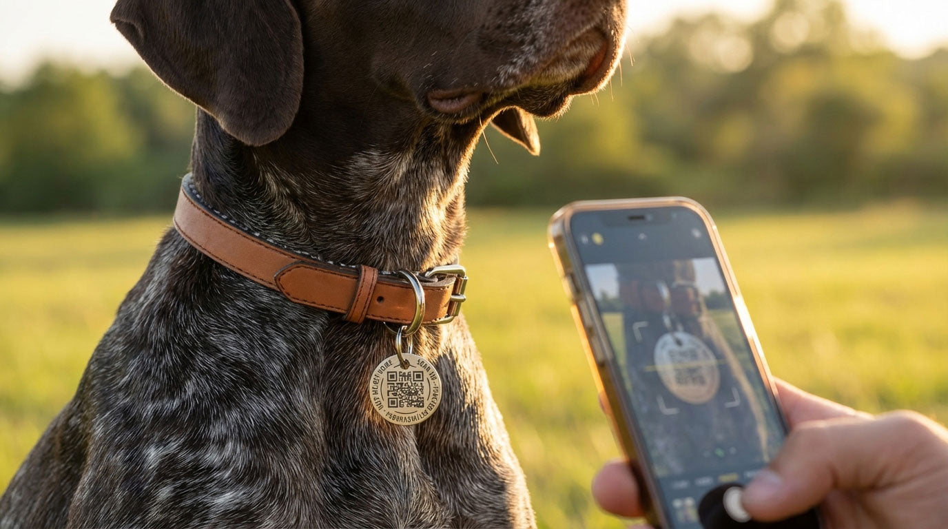 Deep Engraved Stainless Steel Smart QR Code On-line Pet-ID Tag