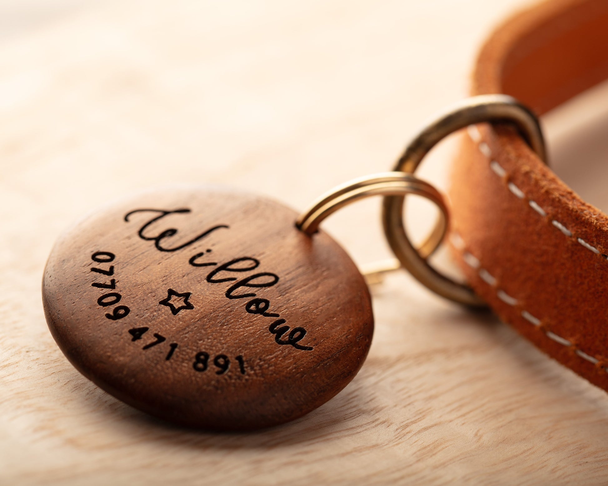 UKR Designs Wooden Pebble Dog Tag - Walnut 