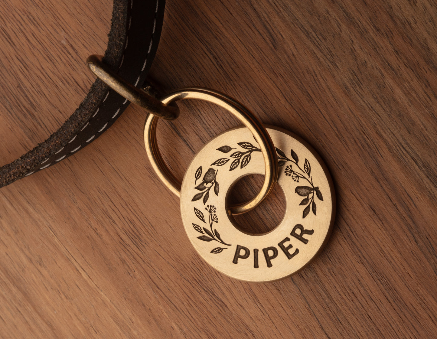 Large Solid Brass Personalised Round Dog / Pet ID Tag 35mm