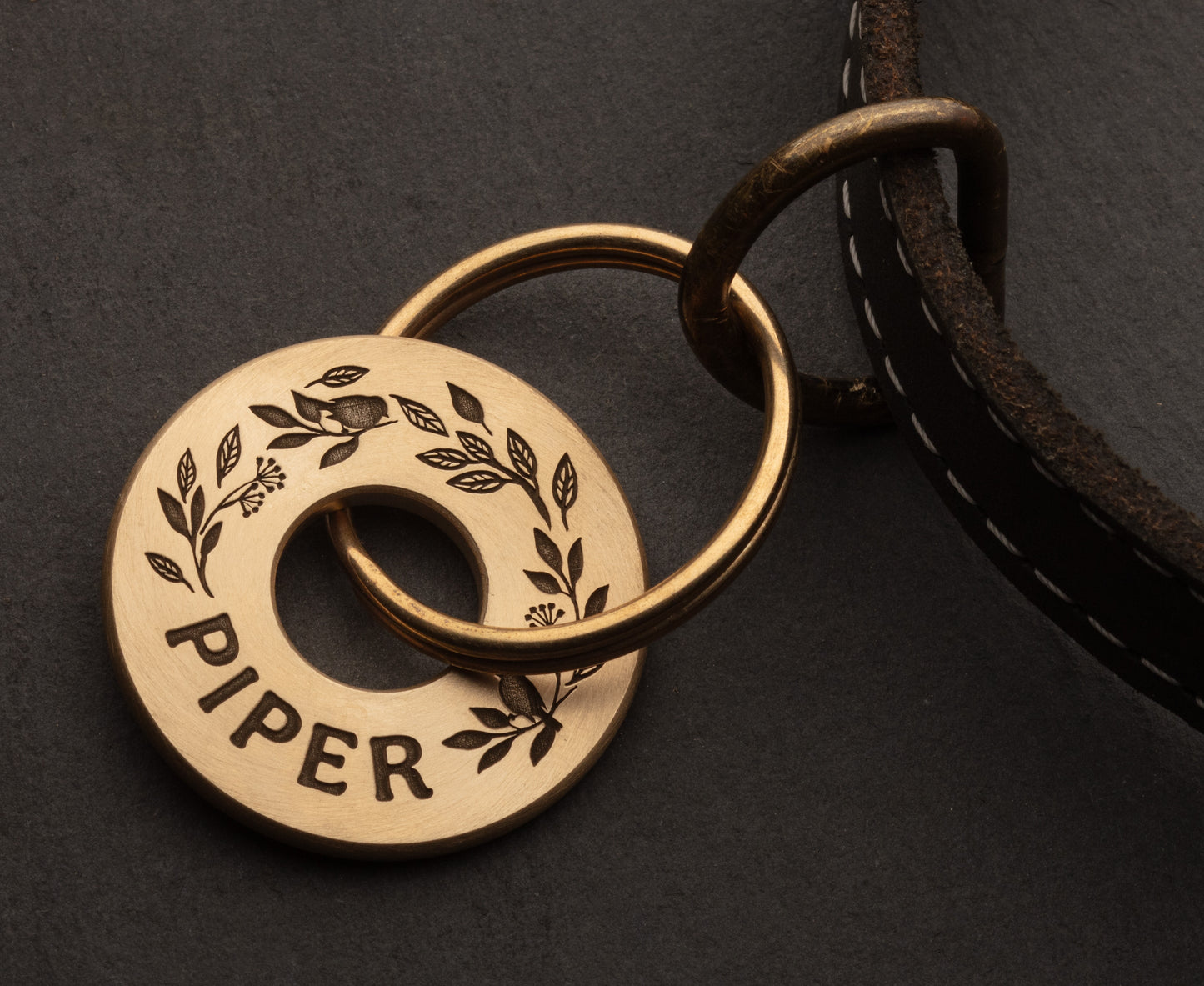 Large Solid Brass Personalised Round Dog / Pet ID Tag 35mm