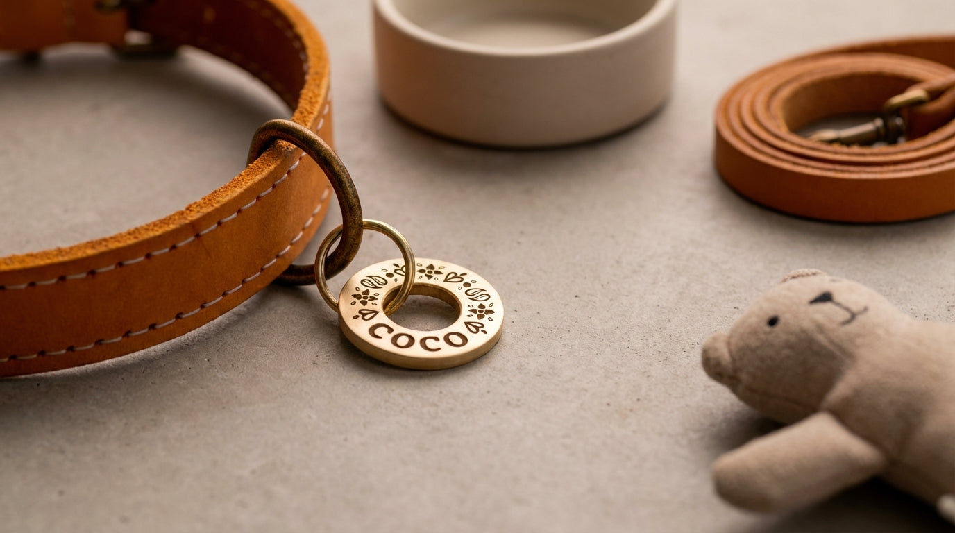 Boho Pattern 28mm Solid Brass or Stainless Steel Dog/Pet ID Tag