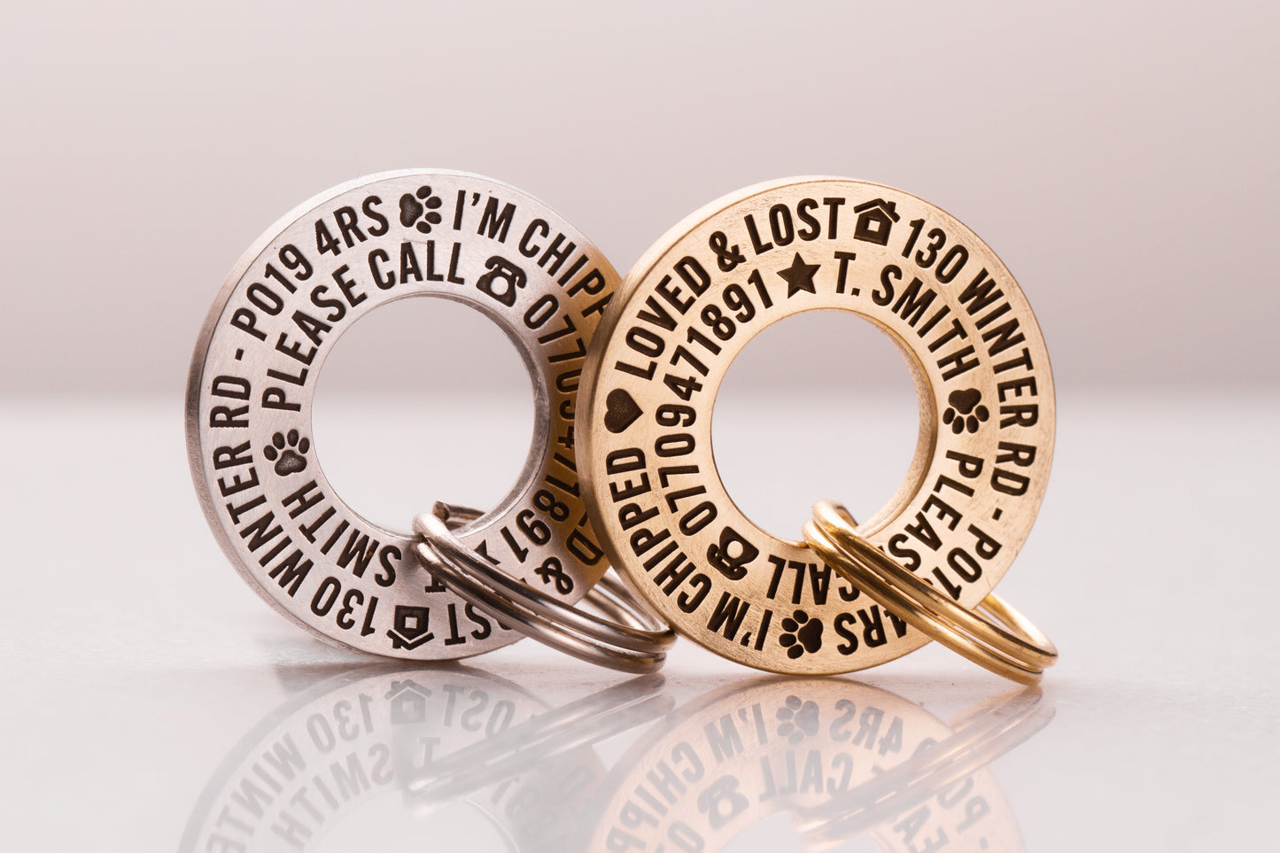Stars & Paws Design - 28mm Solid Brass or Stainless Steel Dog/Pet ID Tag
