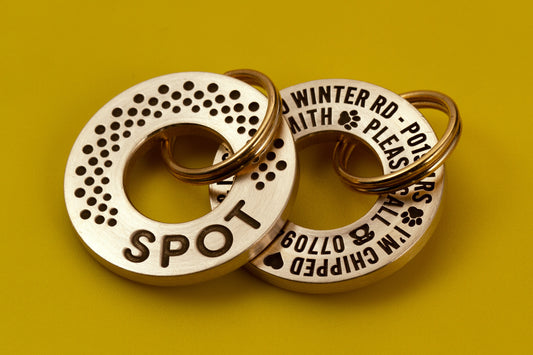 Spot Design, Pattern 28mm Solid Brass or Stainless Steel Dog/Pet ID Tag