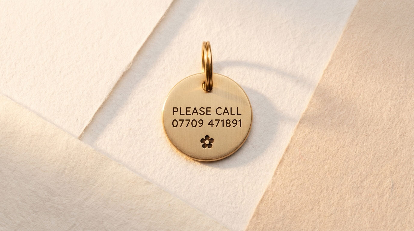 Doily Design, Deep Engraved, Solid Brass / Stainless steel Dog / Pet ID Tag