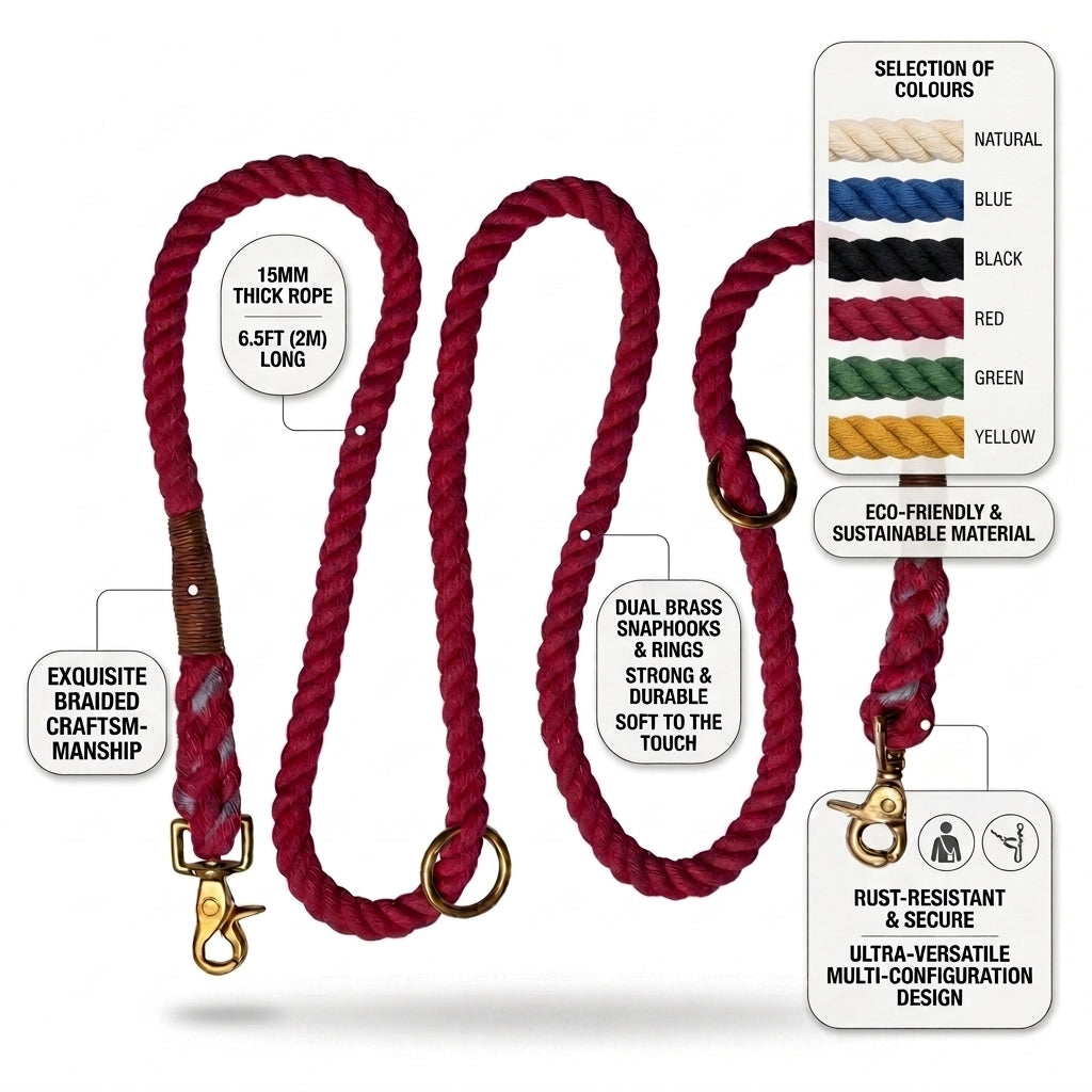 Double-Ended Cotton Rope Dog Lead – 2m